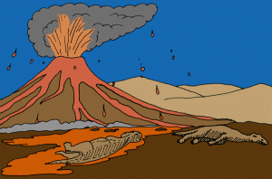 Artist's impression of post-eruption Pomeroy
